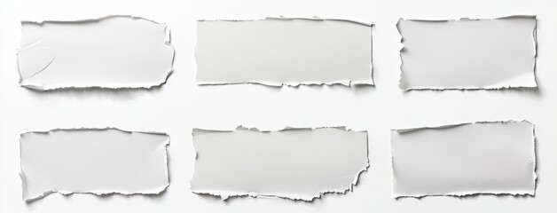 Fototapeta premium Decorative torn paper edges in a variety of colors and sizes.