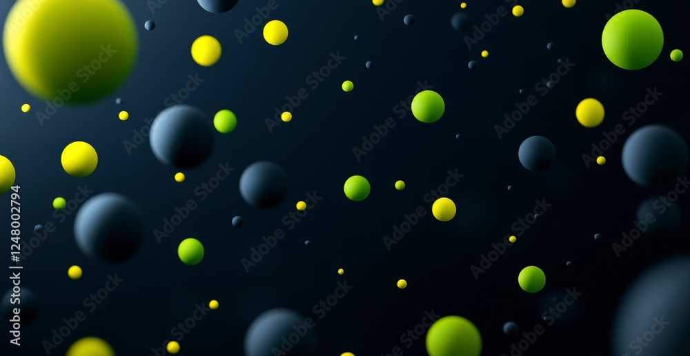 Wall mural Colorful Floating Spheres on Dark Background in Abstract Design