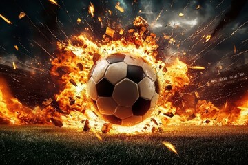 Fototapeta premium Witnessing the energy explosion during critical moments of a soccer game is thrilling.