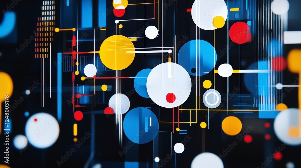 Poster abstract geometric pattern with colorful circles and lines design