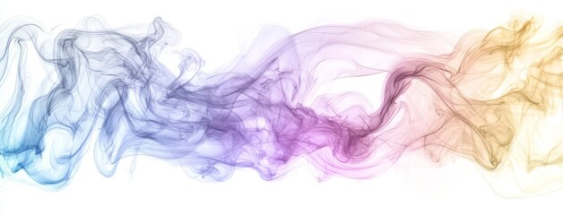 Ethereal smoke waves dance gracefully against a clean, white canvas.