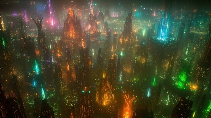 Neon Metropolis: A Futuristic Cityscape at Night