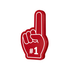 Number 1 (one) fan 3D hand glove red color with finger raised 3D icon