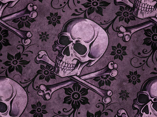 gothic skull and crossbones wallpaper - seamless pattern for your design
