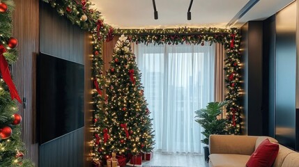 Fototapeta premium Elegant Christmas Living Room Decor