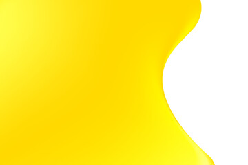 Abstract liquid yellow melting texture isolated, transparent background, golden holographic liquid oil or serum sticky background with copy space. Fluid organic shape, smooth fluid gel, collagen