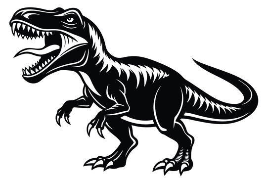 black t-rex roaring, side view clip art preview