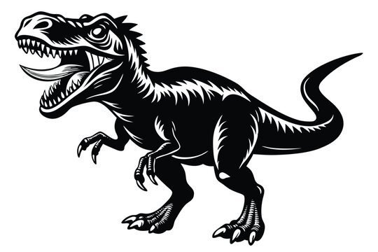 black t-rex roaring, side view clip art preview