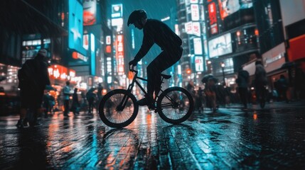 Night Rider: Urban Cycling in the Rain