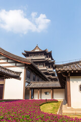 Obraz premium close-up of chinese pavilion in the garden