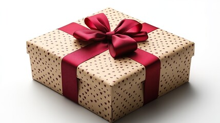 Obraz premium A gift box with a red ribbon and heart patterns, perfect for celebrating love and special occasions.