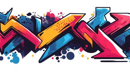 Vibrant Graffiti Mural with Abstract Colorful Designs and Splashes on Urban Wall
