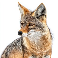 Fototapeta premium Close Up Portrait of Coyote with White Background