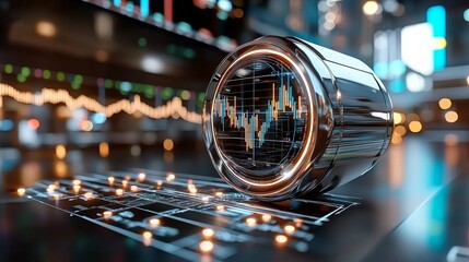 Dynamic stock market trends analysis financial district digital graphic visualization modern office environment close-up angle investment insights for seo impact