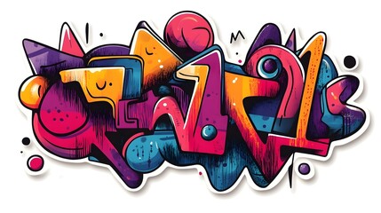 Obraz premium Vibrant Graffiti Inspired Abstract Art with Colorful Shapes and Patterns