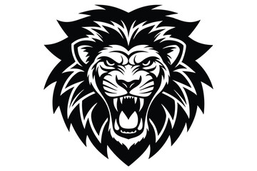 lion face silhouette mascot logo isolated on white