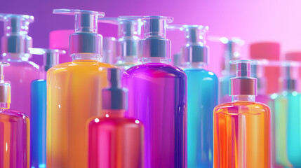 Hand sanitizer bottle. Cosmetic shampoo pump bottle. Liquid soap, gel container. Face lotion beauty product blank with batcher. Vector container sample, realistic design. Medicine pack