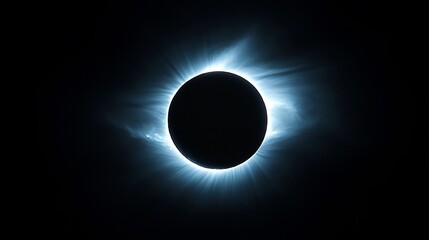 Ethereal beauty of a total solar eclipse with light corona in the dark sky