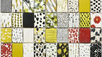 Abstract Geometric Textile Collage Pattern Design Multicolored Squares Background Texture