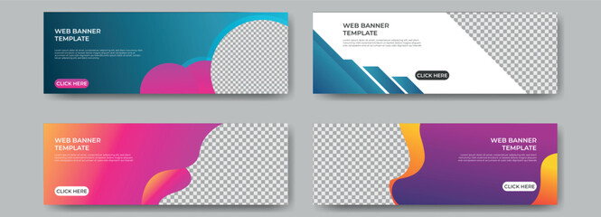 Modern abstract web banner design template set. horizontal web banners, gradient banners, corporate business banners, professional business banner template