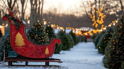Christmas Sleigh at a Festive Tree Farm