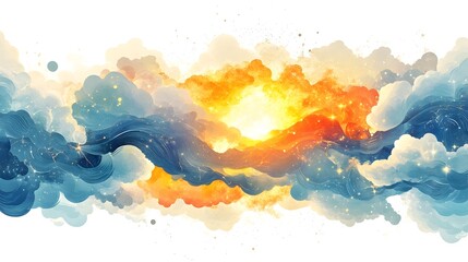 Obraz premium Enchanting Celestial Landscape with Glowing Clouds and Vibrant Sunset Hues