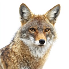 Fototapeta premium Close Up Portrait of Coyote with White Background