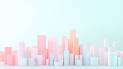 Fototapeta premium 3D colorful cartoon cityscape featuring a variety of buildings with vibrant pastel colors. Perfect for playful urban-themed designs and animated graphics