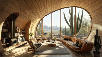 A contemporary living room showcasing the beauty of desert living