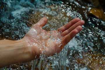 Fototapeta premium hand in water stream