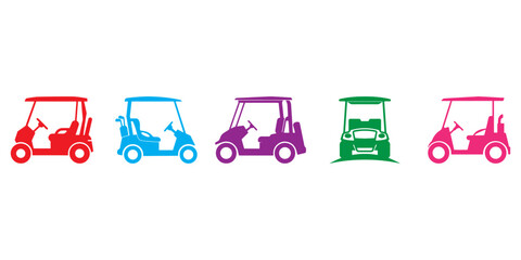 Professional Golf Cart Icons Silhouette Vector Illustration