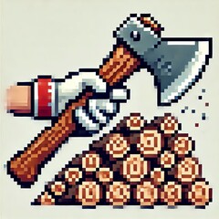 Obraz premium Retro Pixel Axe