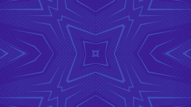 Blue background with a pattern of squares and triangles.