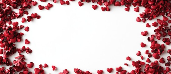 Red heart-shaped petals framing a blank space.