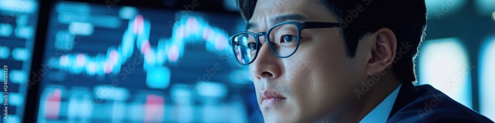 Poster A person studying computer data on a monitor