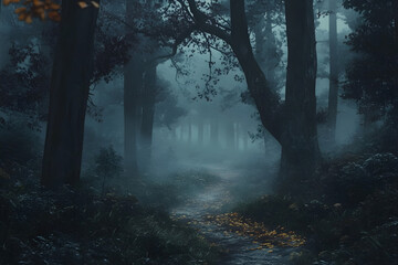 Obraz premium forest in the fog