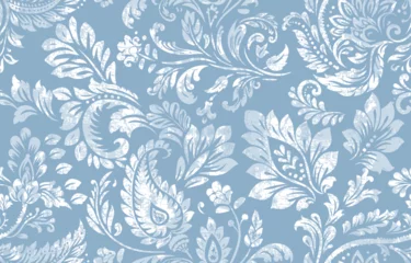 Peel and stick wall murals floral pattern vintage ethnic modern embroidery texture boho design vector illustration hand drawn pink flower motif branches leaves wallpaper seamless background border.  