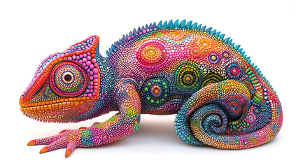 Obraz premium colorful chameleon with patterns. the image appears to be AI-generated