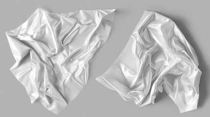 Obraz premium Stretched cellophane banner, realistic crumpled or folded texture vector illustration. Clear transparent polyethylene top of plastic container, tape or elastic wrapping paper for food or snacks bag