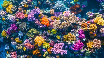 Vibrant coral reef teeming with colorful fish, rich underwater ecosystem showcasing marine life diversity, ideal for nature themes.