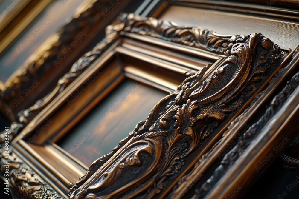Aufkleber a close-up view of a picture frame on a table, with details visible