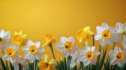 Fototapeta premium Vibrant Daffodil Flowers Blooming in Spring Garden with Yellow and White Petals