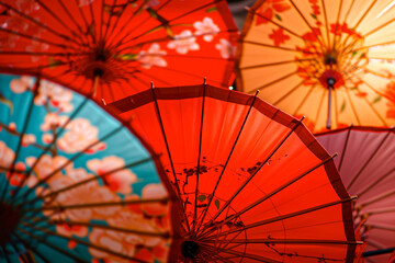 Japanese, Chinese umbrellas, new year celebrations