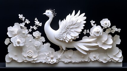 Obraz premium White Paper Bird Amidst Delicate Floral Arrangement