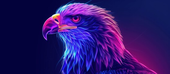 Fototapeta premium Eagle bird animal in pop art the style vibrant color on dark blue background. Generated AI