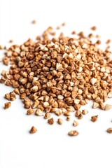 A collection of nuts on a white surface, useful for still life photography or as a prop in various settings