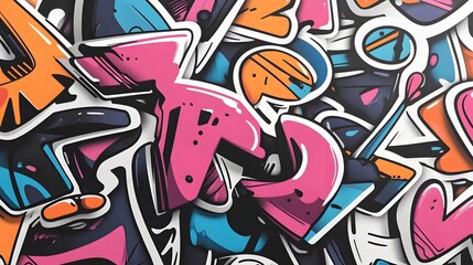 Vibrant Graffiti Art Mural with Colorful Spray Paint Patterns on Urban Wall