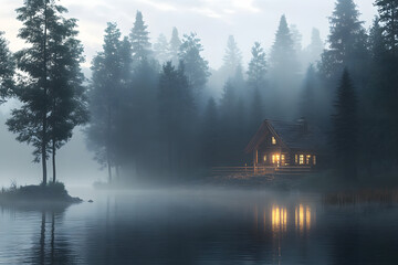 Fototapeta premium Forest Lake House