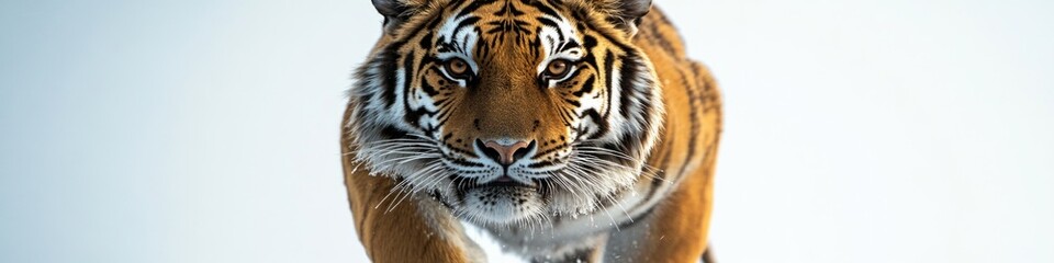 Obraz premium A tiger walking through a snowy landscape