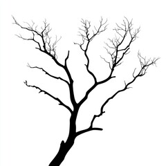 Obraz premium A single bare tree stands alone against a gray background, its branches stretching upwards